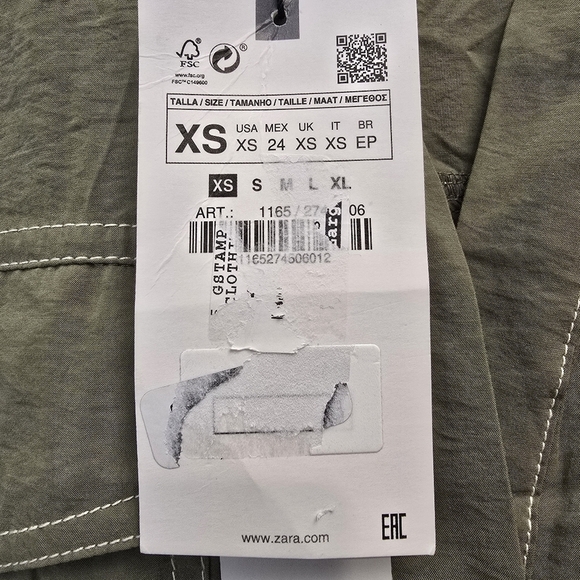 {XS} NWT (NO BELT) Zara Olive Green Modal Long Sleeve Constrat Stitch Jumpsuit - Picture 8 of 9